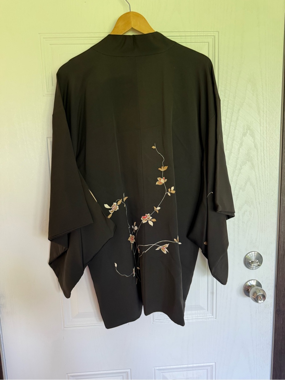 Authentic black gold embroidered vintage Japanese Silk Haori Jacket kimono
